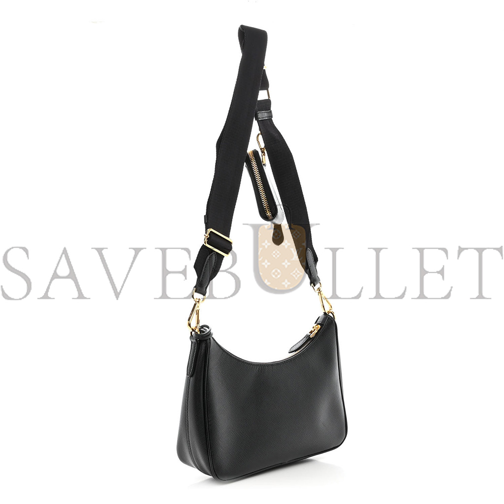 PRADA SAFFIANO LUX RE-EDITION 2005 SHOULDER BAG BLACK (22*17*6cm)