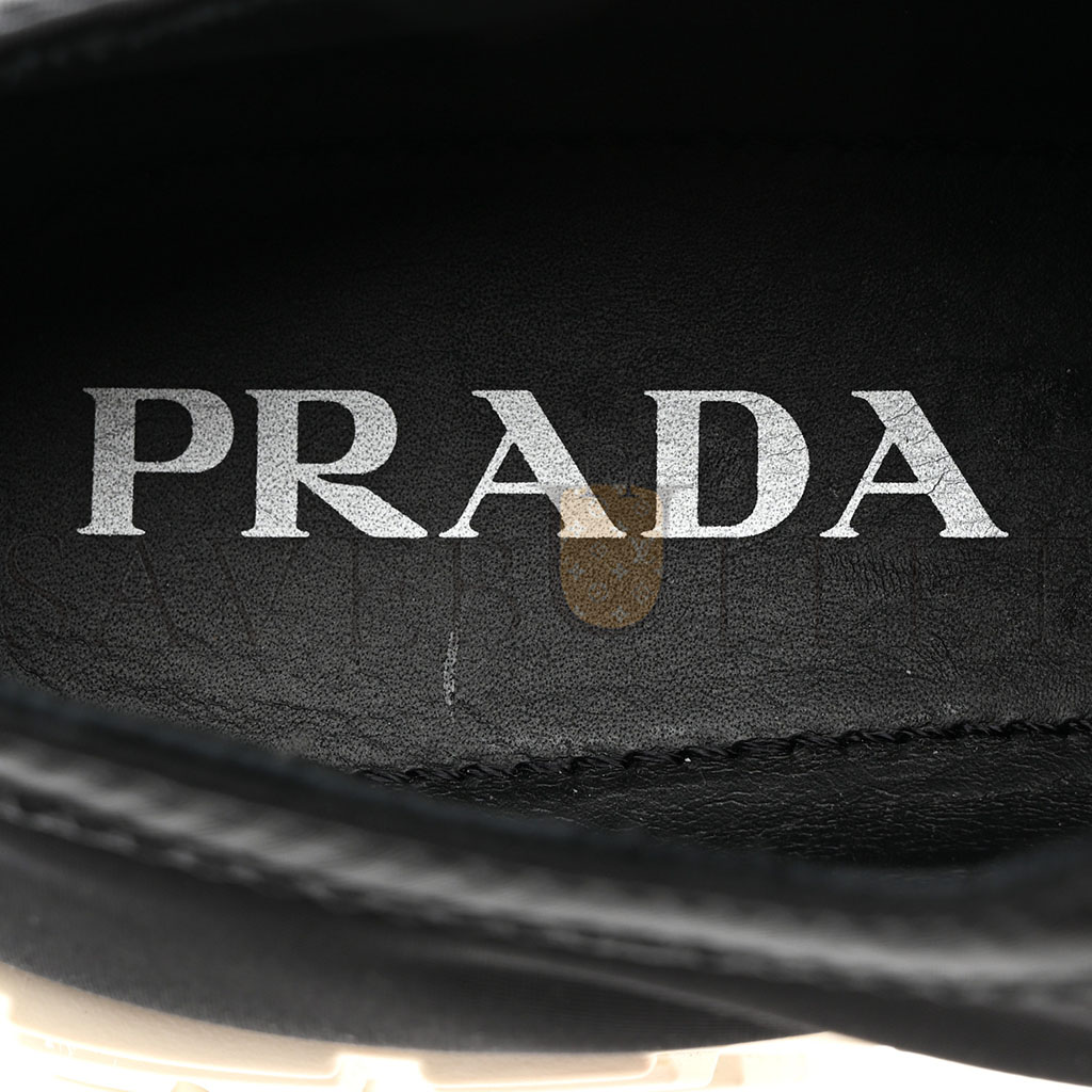 PRADA RE-NYLON GABARDINE TRIANGLE LOGO DOUBLE WHEEL 50MM SNEAKERS 38 BLACK