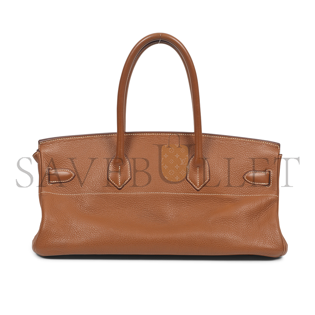 HERMES SHOULDER BIRKIN 42 TOGO GOLDEN BROWN LEATHER GOLD BUCKLE BAG 116571 (42*21*16cm)