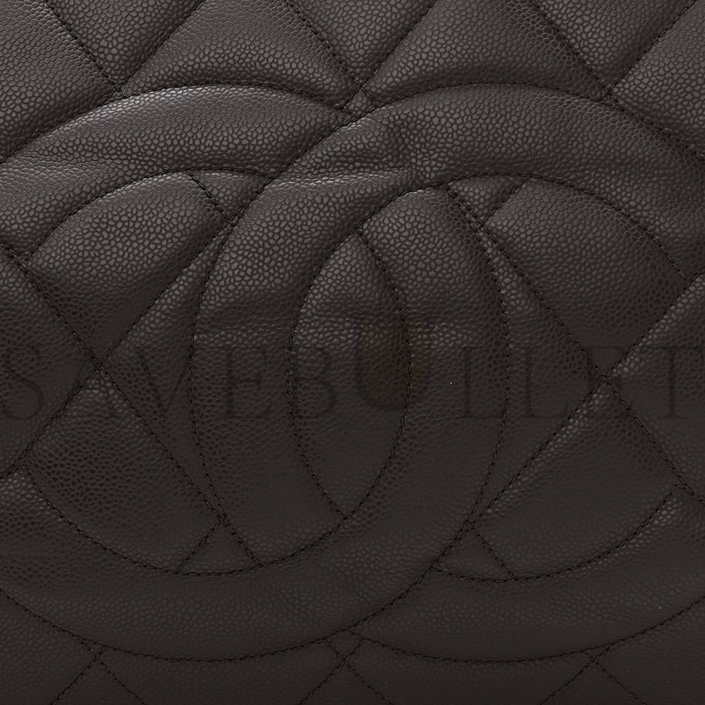 CHANEL CAVIAR QUILTED XL TIMELESS CC SOFT TOTE DARK BROWN (33*20*13cm)