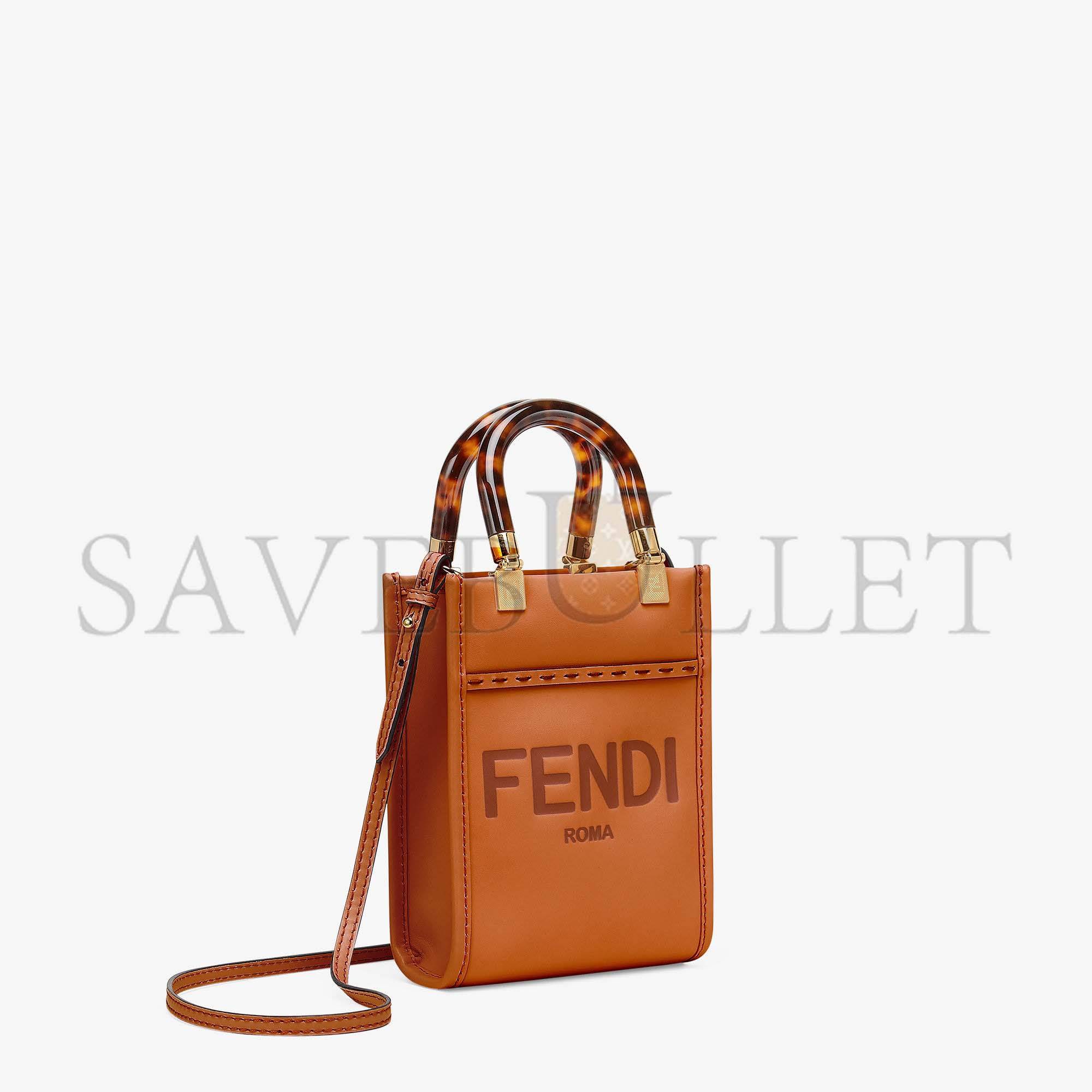 FENDI MINI SUNSHINE SHOPPER - BROWN LEATHER MINI-BAG 8BS051ABVLF0PWZ (18*13*6.5cm)