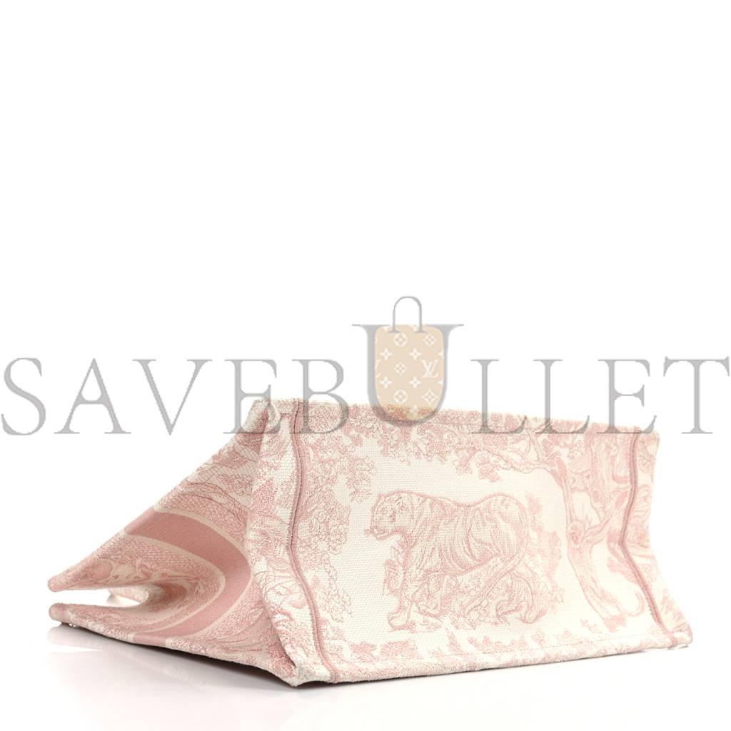 DIOR CANVAS TOILE DE JOUY EMBROIDERED MEDIUM BOOK TOTE PINK (36*27*12.1cm)