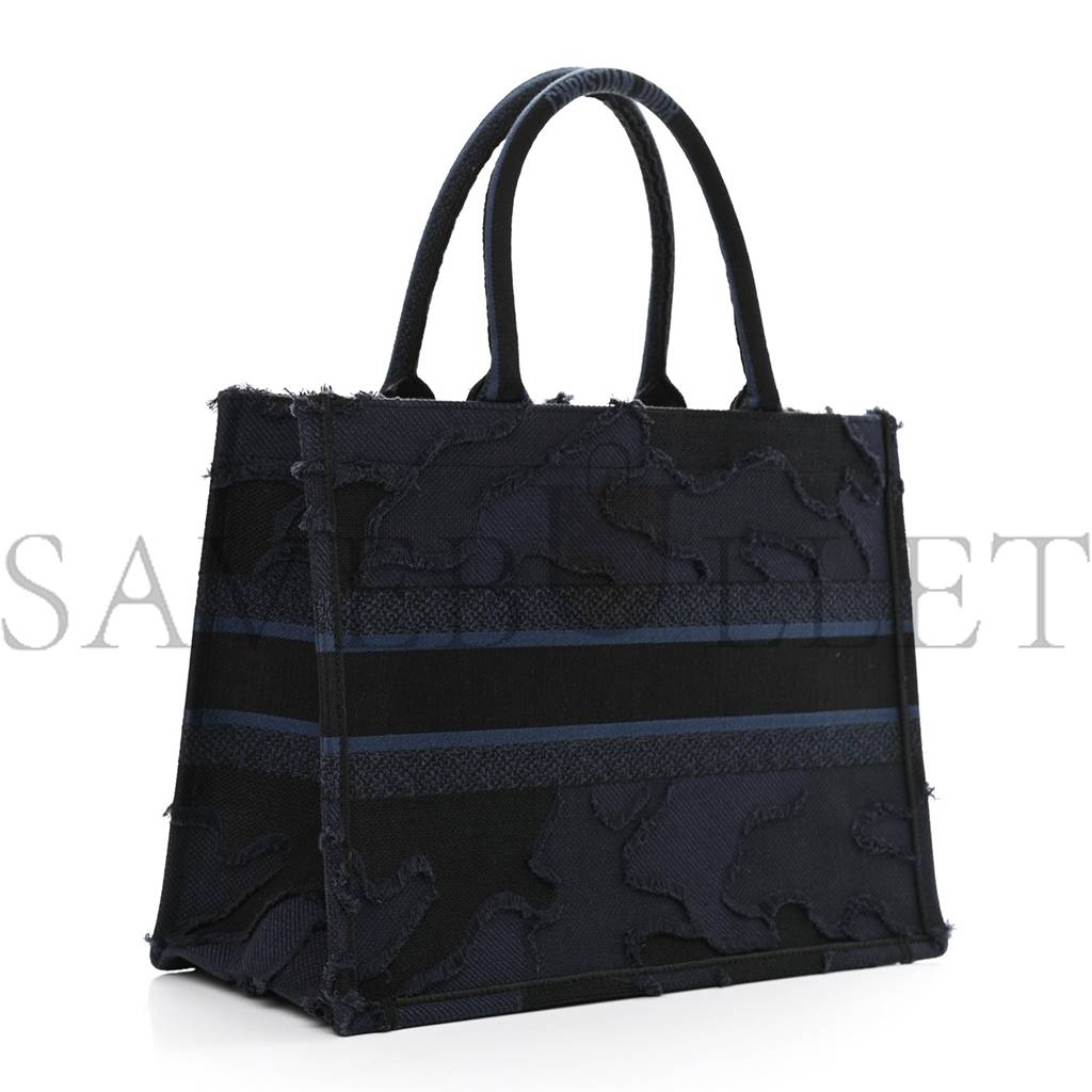 DIOR CANVAS EMBROIDERED CAMOUFLAGE BOOK TOTE BLUE (36*27*16.5cm)