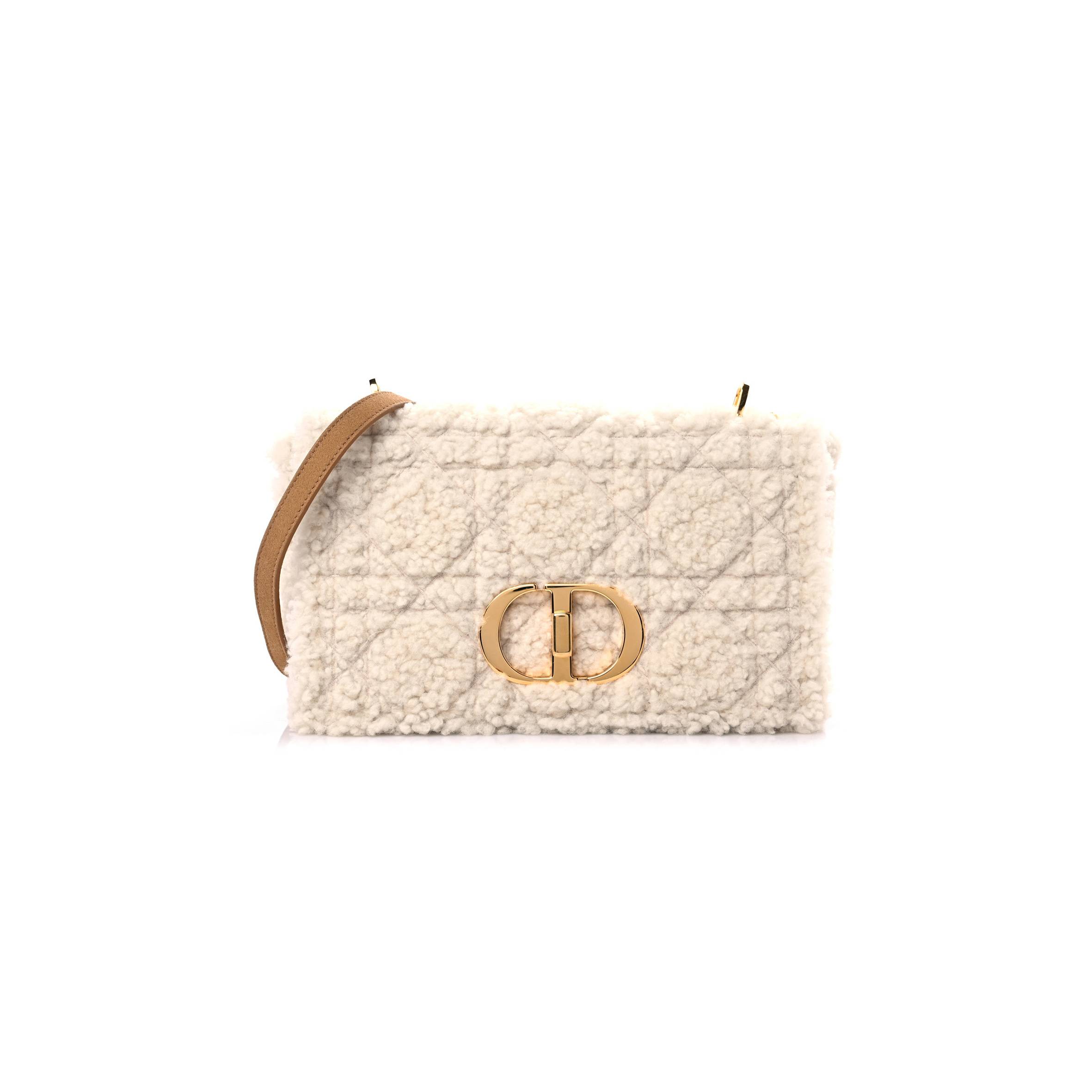 DIOR SHEARLING CANNAGE MEDIUM CARO BAG NATURAL (29*17*9.5cm)