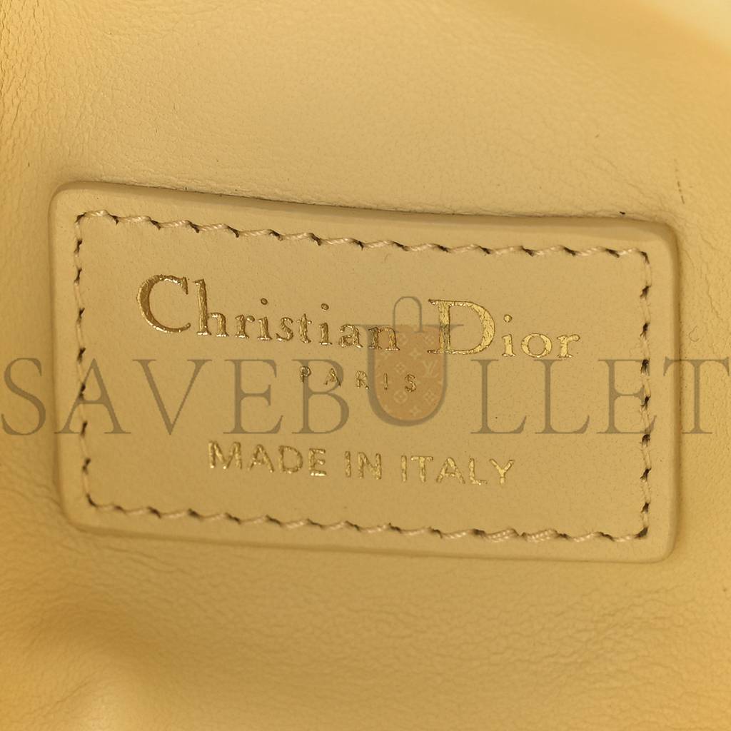 DIOR CALFSKIN MACROCANNAGE MEDIUM DIORTRAVEL NOMAD POUCH PALE YELLOW (23*13*10.2cm)