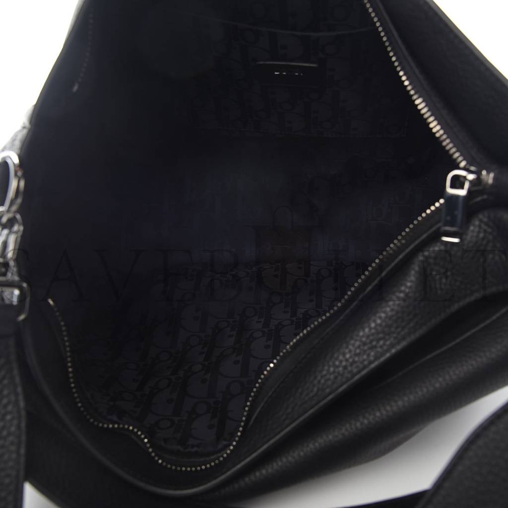 DIOR GRAINED CALFSKIN SADDLE SOFT BAG BLACK (31*27*12.7cm)