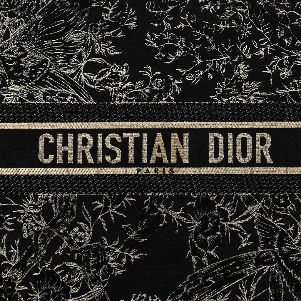 DIOR VELVET EMBROIDERED LARGE BOOK TOTE BLACK GOLD (42*34*16.5cm)