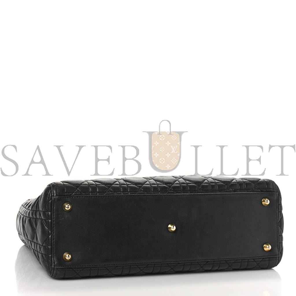 DIOR LAMBSKIN CANNAGE LARGE LADY DIOR BLACK (32*25*12.1cm)