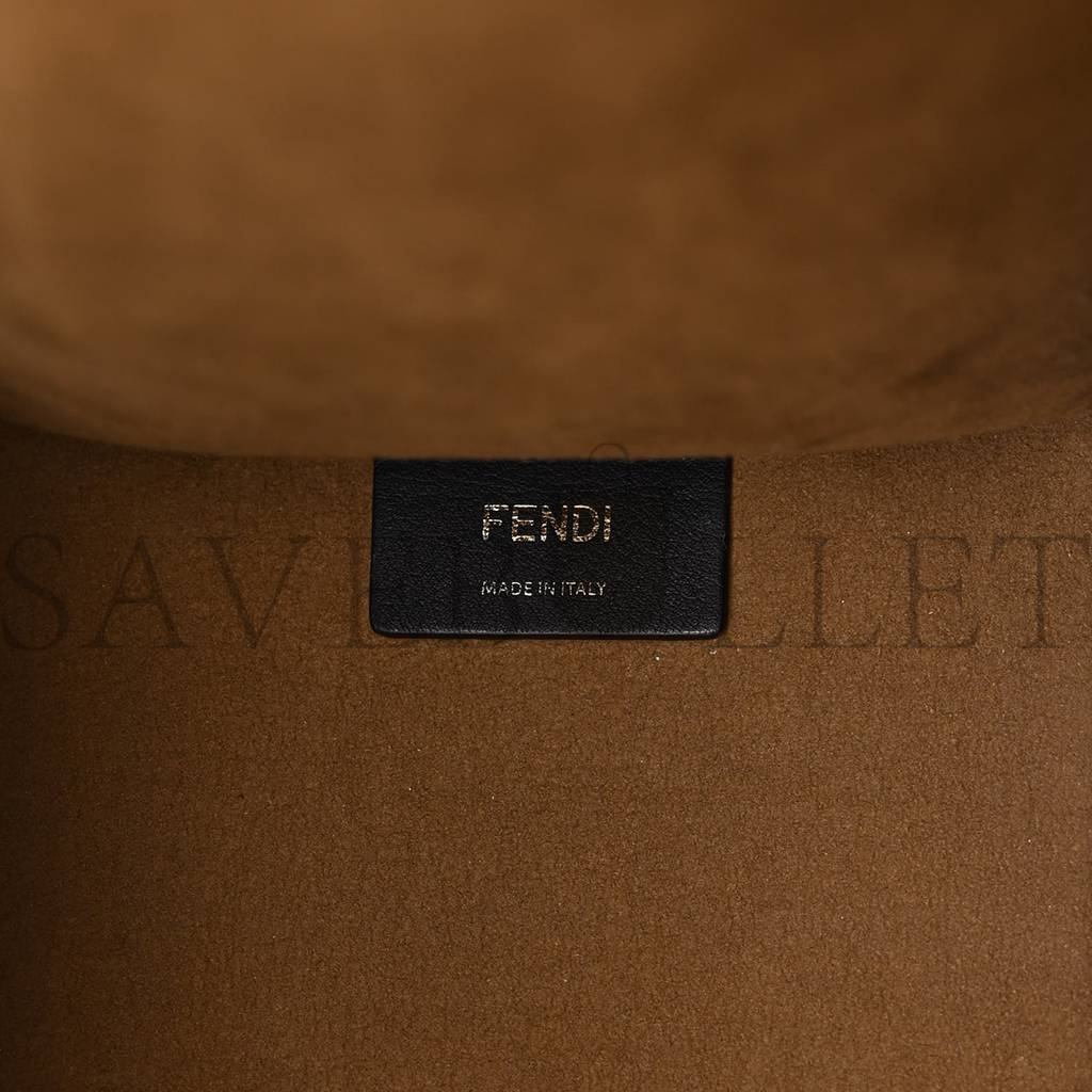 FENDI VITELLO PLEXIGLASS FF EMBOSSED MEDIUM FENDI SUNSHINE SHOPPER TOTE CARAMELLO (35*31*17cm)