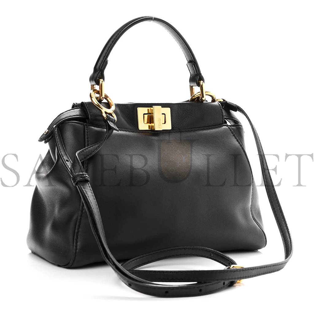 FENDI NAPPA MINI PEEKABOO ICONIC SATCHEL BLACK (23*17*11cm)