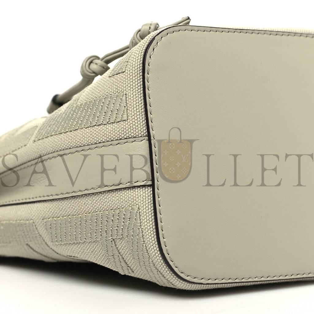 FENDI CANVAS VITELLO GRACE F IS FENDI FF EMBROIDERED MINI MON TRESOR BUCKET BAG LIGHT GREEN (18*12*10cm)